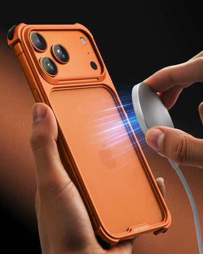 Metal Phone Case for iPhone 17 Pro Max /17Pro No Back Design Protective Cover Shockproof Bumper Compatible With MagSafe