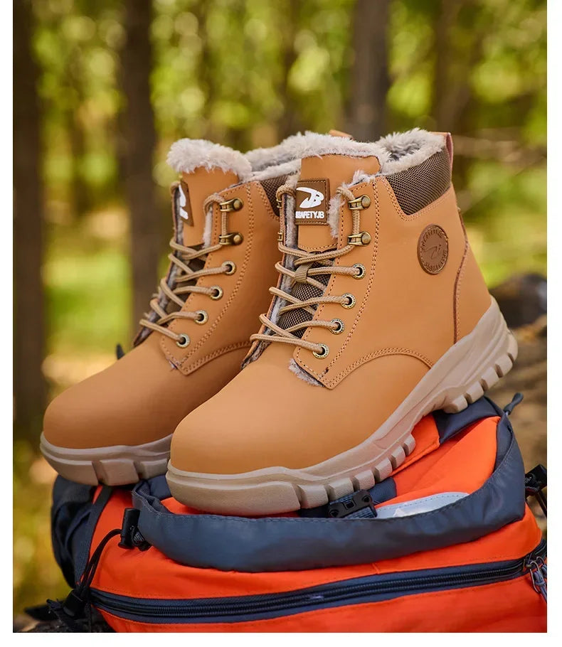 Latest 2025 Fashion Winter Warm Men's Work Safety Boots Waterproof Rugged Steel Toe Shoes Sneakers Safety Protection Coldproof