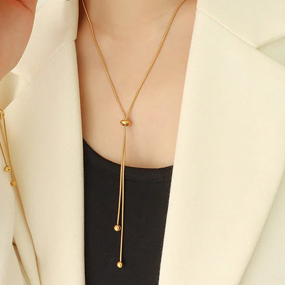 eManco Personalized Snake Chain Adjustable Y Necklace Clavicle Pendant Stainless Steel Necklace Women's Holiday Gift