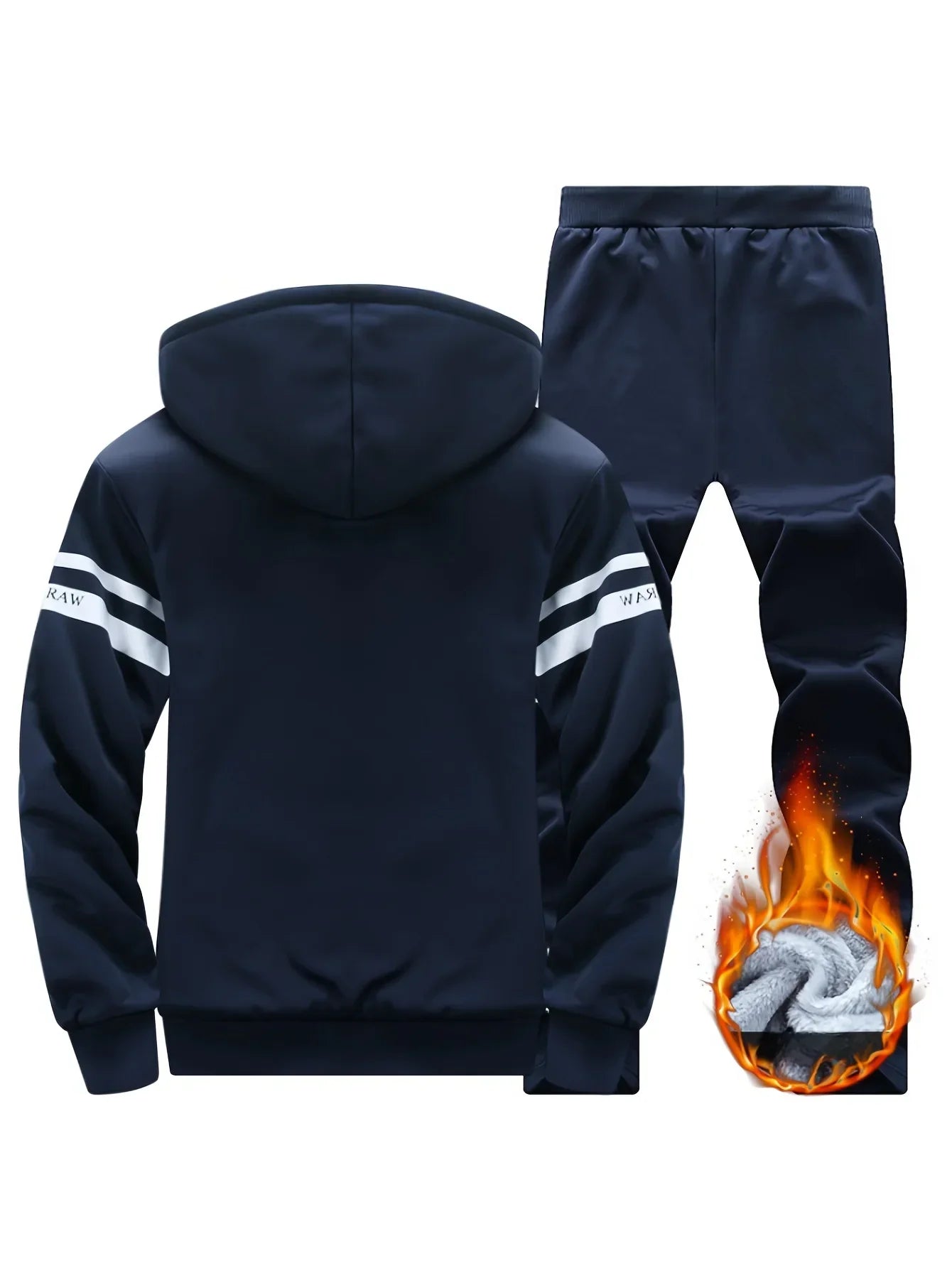 Men's autumn and winter sports and leisure suit set with fleece hoodie, men's autumn and winter thick oversized hooded jacket, t