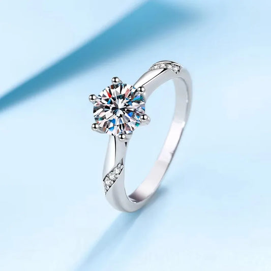 1ct - 3ct Moissanite Ring 925 Sterling Silver with Gold Plated Diamond Engagement Wedding Band Fine Jewelry For Women
