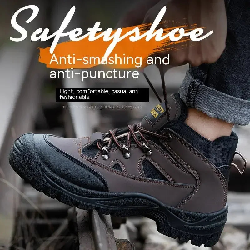 Lightweight Men's Safety Work Boots Anti-Puncture Steel Toe Cap Non-Slip Indestructible Work Sneakers Male Botas