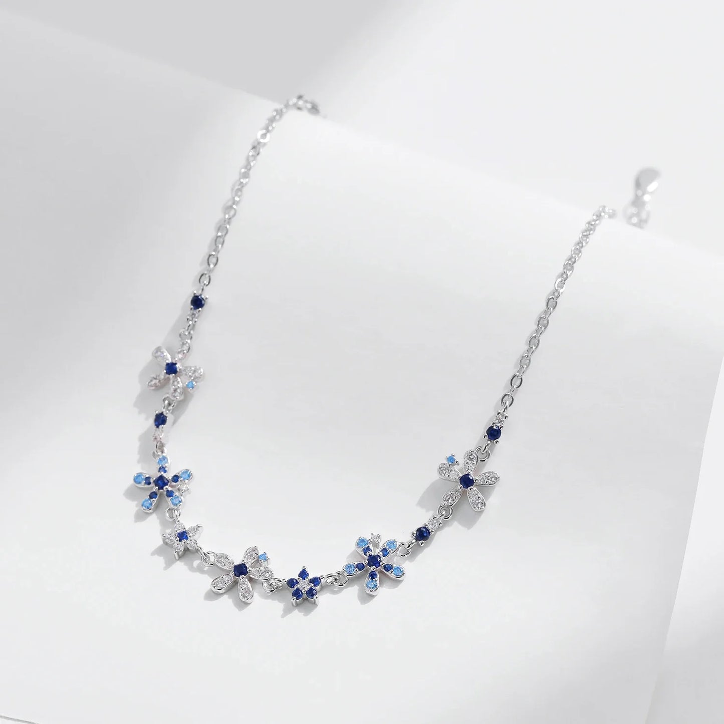 925 Sterling Silver Luxury Flowers Pave Setting CZ Brilliant Bracelets Fashion Daily Link Chain For Women Jewelry Gift