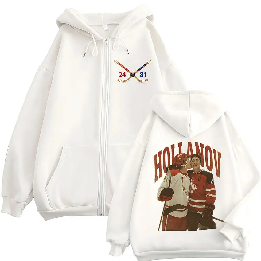 Heated Rivalry Shane Hollander‌ Ilya Rozanov Hollanov 24 81 Merch Zipper Hoodies Men Women Zip Up Sweatshirts Long Sleeve Jacket