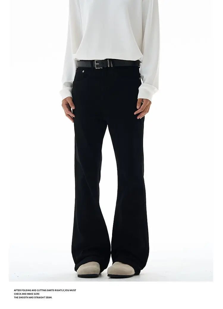 Calça Masculina Vintage Disco Flare Sólida Elástica Slim Fit Estilo Hippie Calça Casual de Perna Larga Streetwear Masculino
