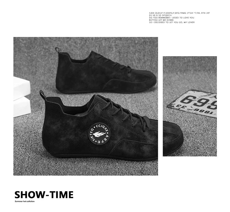 Men's Loafers Lightweight Driving Casual Thin Bottom Flats Shoes Soft Sole Comfortable Non Slip Lace-up Walking Shoes Men
