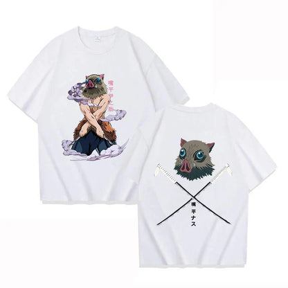 New Hot Anime Hashibira Inosuke Printed T-shirts Women Men Fashion Casual Loose Round Neck Creative Personalized T-shirts