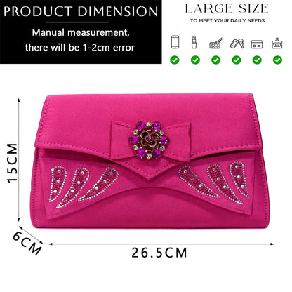 Conjunto Combinando Sapatos e Bolsas Italianos 2024 Peep Toe Salto Alto Cor Pêssego Laço Strass Sapatos Femininos para Festa