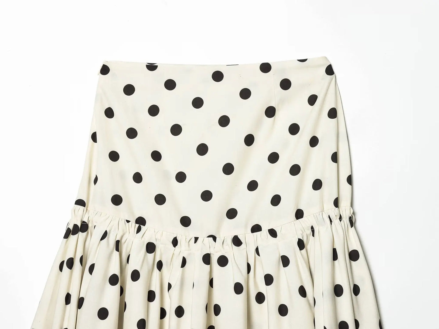Elegant Summer Women Polka Dot Midi Skirt 2026 High Waist Irregular Hem Flowy Ruffle Skirt Beach Vacation Office Party Casual