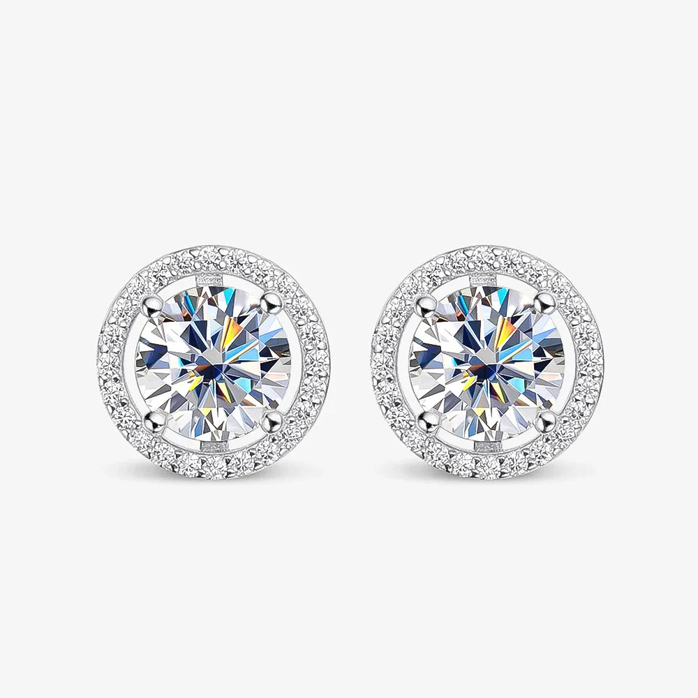 Trendy 1-4CT Full Moissanite Stud Earrings For Women Party Bridal Fine Jewelry S925 Sterling Silver Diamond Earring