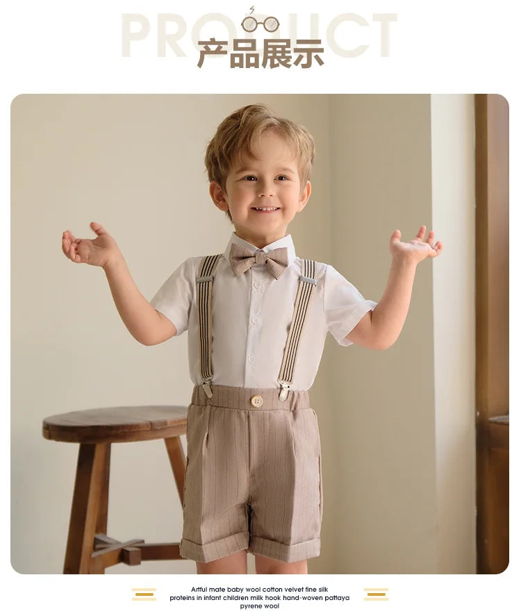 Flower Boys Summer Luxurious Birthday Dress Baby Kids Beaufitul Photograph Suit Children Formal Wedding Performance Tuxedo Wear
