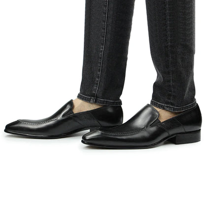 Purely Handmade Genuine Cow Leather Shoes Men's Sapato Social Formal Wedding Dress Shoes Loafers Pointed Toe Stylish Shoe