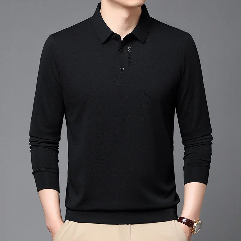 Polo Shirt Men's Spring and Autumn 2024 New Long Sleeved T-shirt Men's Business Casual Inner Top Base Shirt