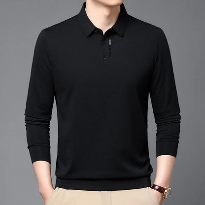 Polo Shirt Men's Spring and Autumn 2024 New Long Sleeved T-shirt Men's Business Casual Inner Top Base Shirt
