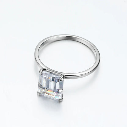 4ct Emerald Moissanite Ring s925 Sterling Sliver Plated 18k White Gold Wedding Band Engagement Rings For Women