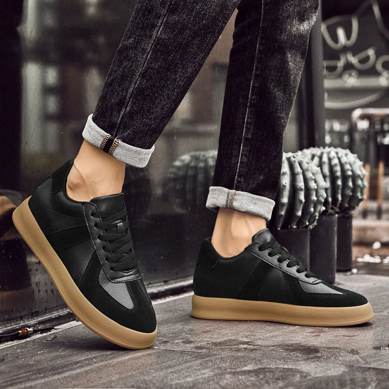 Invisible Height-Increasing Shoes 8cm German Training Shoes for Men, Summer Breathable Casual Sneakers, Genuine Leather Retro Versatile Forrest Gump Shoes 6cm