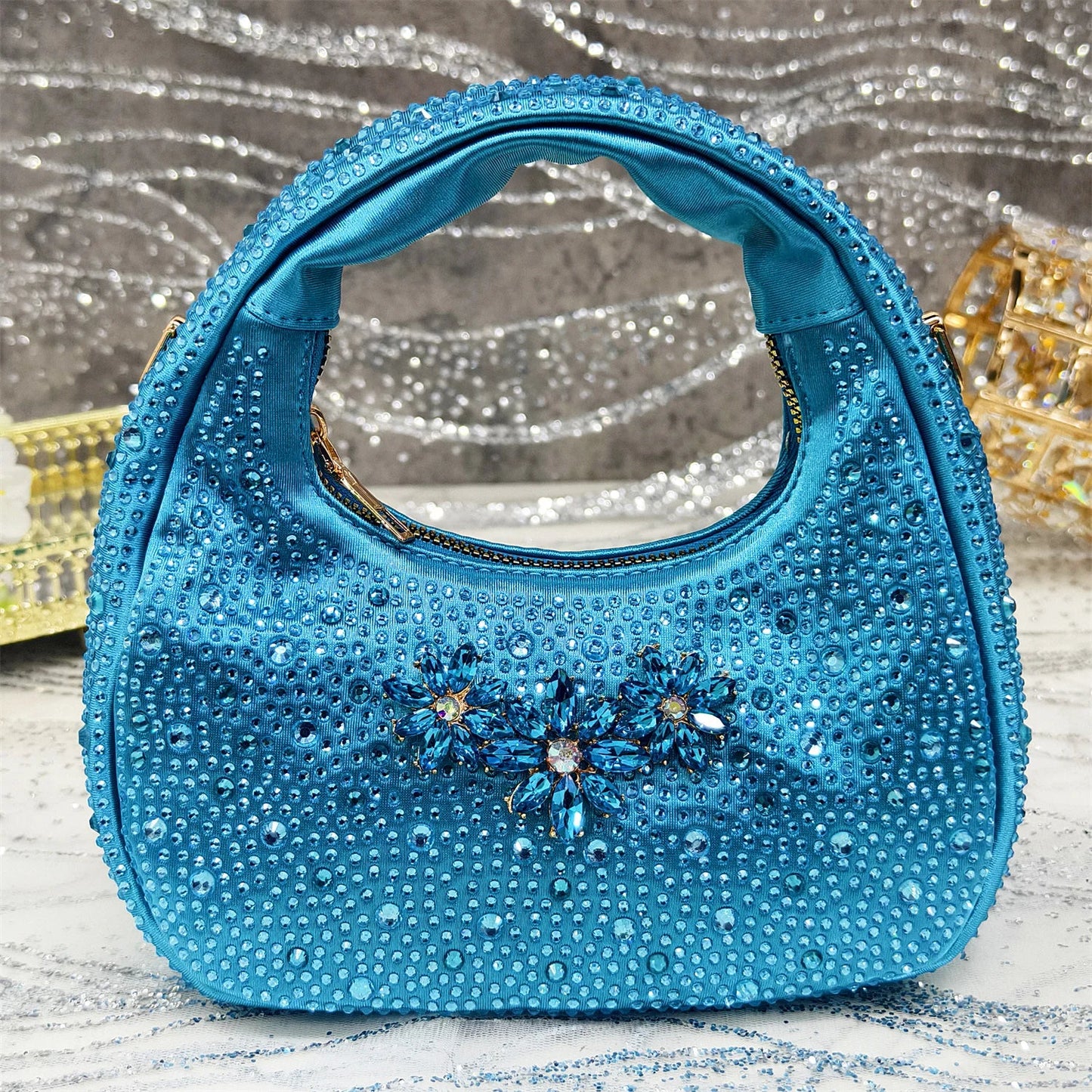 Sapato Scarpin Feminino Salto Alto Bico Fino Verde Oliva e Bolsa para Festa Strass Noite Elegante Luxo