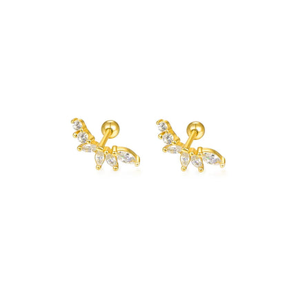925 Sterling Silver Fashion Love Butterfly Romantic Star Crown Screw Stud Earrings for Women Ear Bone Piercing Jewelry