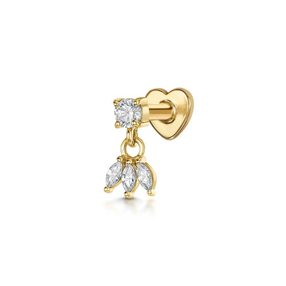 1PC 925 Sterling Silver Crown Horse Eye Zircon Heart Flat Head Cartilage Piercing Stud Earring For Women Claasic Earring