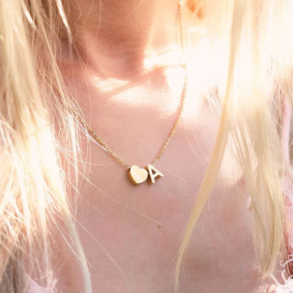 6MM Heart Dainty Initial DIY Necklace Gold Color Letter Choker Necklace For Women Pendant Jewelry Gift