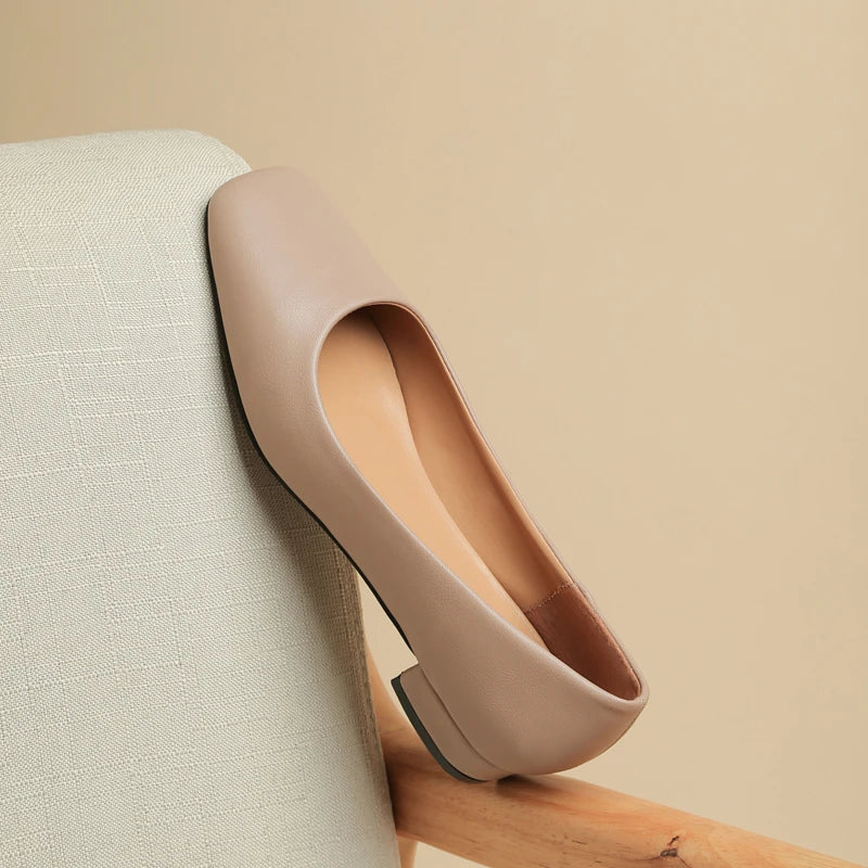 Spring Autumn Women Elegant Square Toe Low Heel Shallow Cut Single Shoes Casual Pumps Shoes for Women 35-41 Platform Shoes