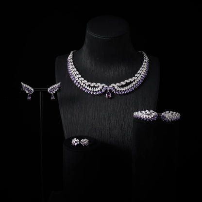 Luxury Bridal Cubic Zirconia Necklace Set for Women Dubai Jewelry Sets  Wed Jewelri Wedding & Engagement musulman ens
