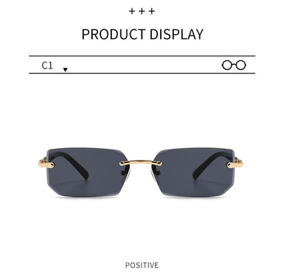 Rimless Sunglasses Rectangle Fashion Popular Women Men Shades Small Square Sun Glasses For Female Male Summer Traveling Oculos