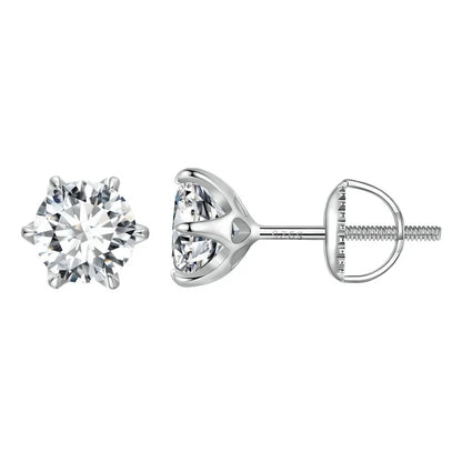 2CTTW Brilliant Cut Moissanite Stud Earrings 925 Sterling Silver Hollow Heart Prong Earrings for Women D VVS1 Lab Diamond