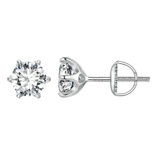 2CTTW Brilliant Cut Moissanite Stud Earrings 925 Sterling Silver Hollow Heart Prong Earrings for Women D VVS1 Lab Diamond