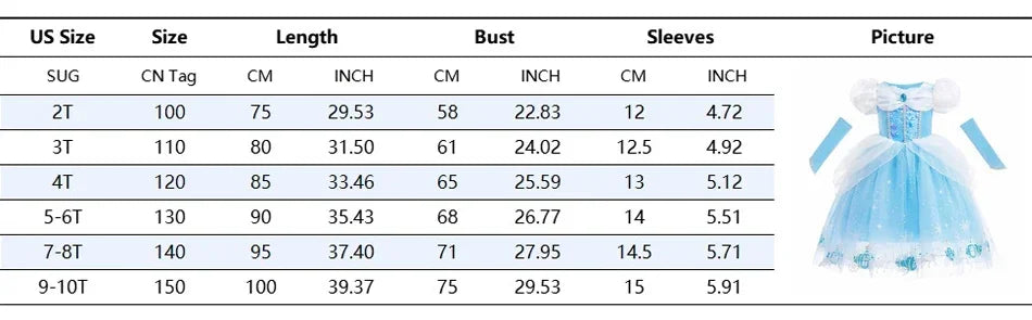 Girls Cinderella Cosplay Costume For Children Baby Girl Kids Halloween Birthday Party Dress Princess Costume