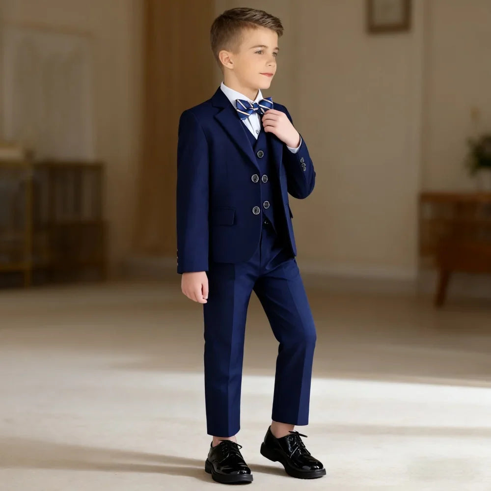 High Quality Navy Boys Suit For Wedding Teenager Kids Formal Ceremony Tuxedo Dress Children Photography Blazer Party