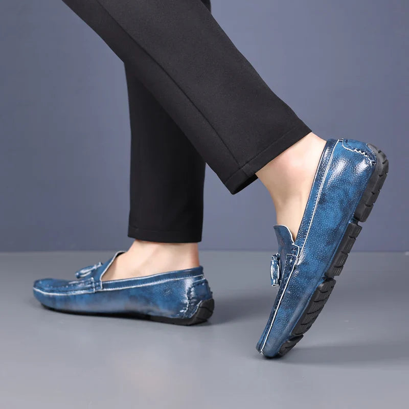 Sapatos Masculinos Loafers Confortáveis Slip-on Mocassins para Dirigir Calçados Masculinos Marca Marrom de Couro Sapatilhas Casuais para Homens