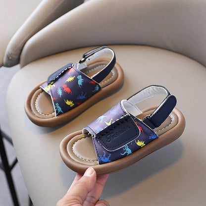 Adorable Dinosaur Toddler Sandals for Boys, Breathable Soft Bottom Summer Beach Shoes for Little Kids