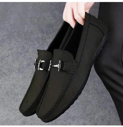 Men's shoes large size simple men's lazy casual shoes for men's black light driving loafers men's shoes leather shoes