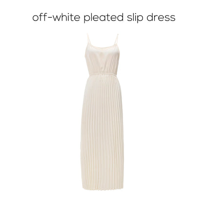Women 2026 Autumn and Winter New Design Shine Cardigan and Pleated Slip Dress Elegant Lady Clothing