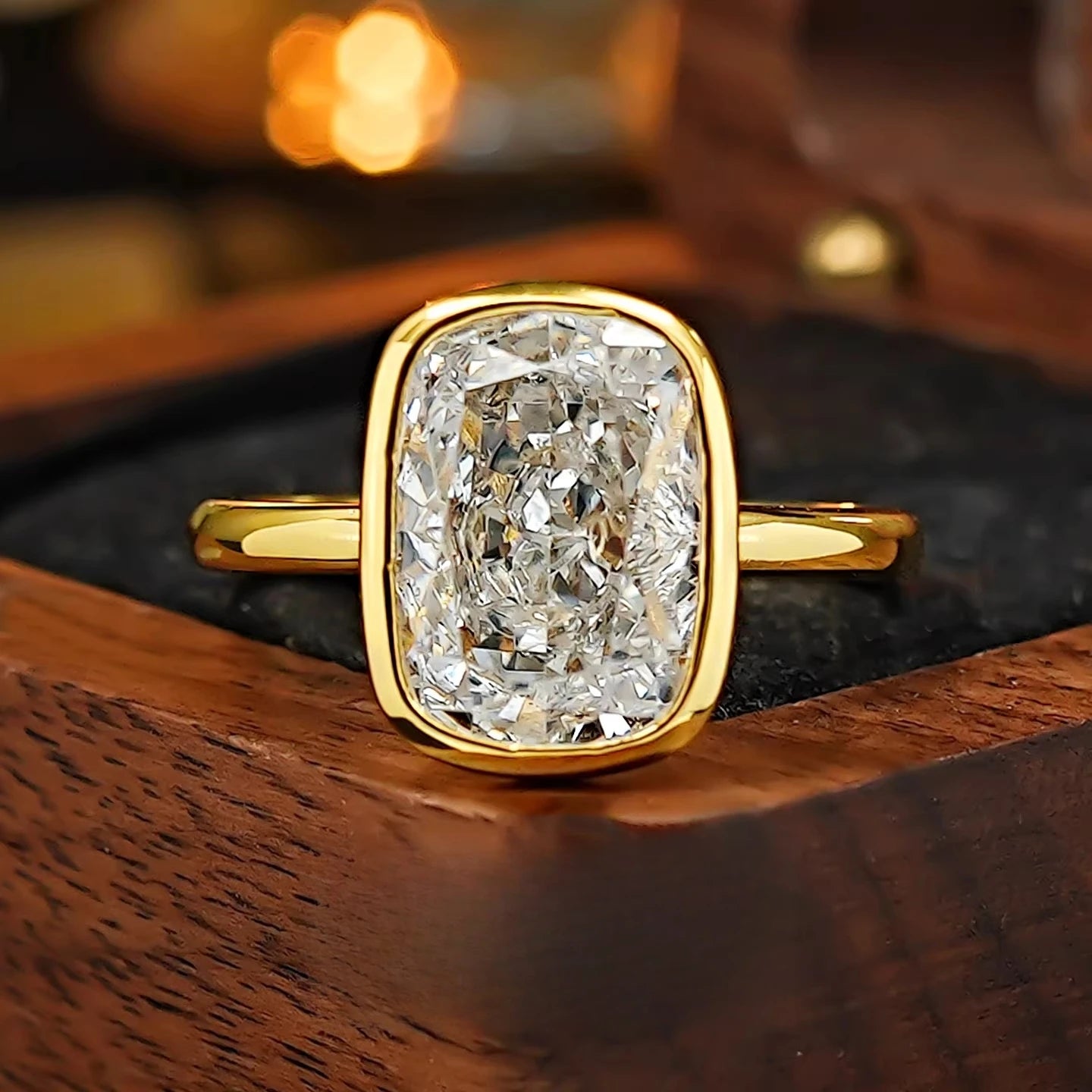 S925 Silver 8 * 11mm Fat Square White Zircon Ice Flower Cutting Ring Set with Classic Commuter Women's Jewelry