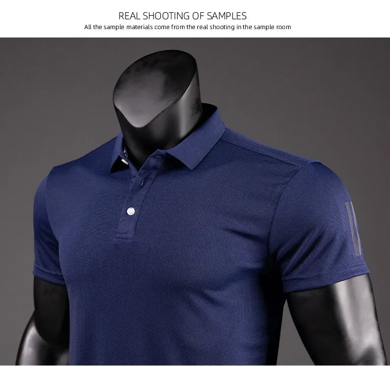 Polo Shirt Men Casual Solid Breathable Shirt Summer Sportswear Quick Dry Jerseys Tops Camisa Polo Shirts Reflective Strip Sleeve