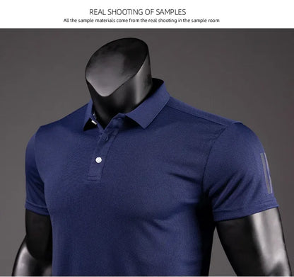 Polo Shirt Men Casual Solid Breathable Shirt Summer Sportswear Quick Dry Jerseys Tops Camisa Polo Shirts Reflective Strip Sleeve