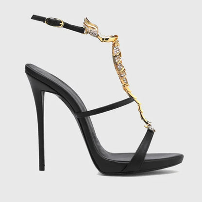 Shiny Crystal Rhinestone Gold Metal Decoration Pumps Sexy Pointed Toe Thin Heel New Arrvials Fashion Women Modern Shoes