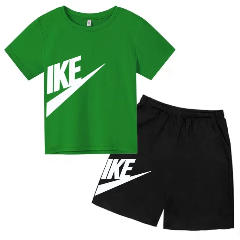 Kids Summer Short Sleeve T-shirt Shorts 2Pcs Set Boy Girl Casual Sport Jogging Suit Toddler 3-12Y