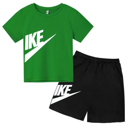 Kids Summer Short Sleeve T-shirt Shorts 2Pcs Set Boy Girl Casual Sport Jogging Suit Toddler 3-12Y