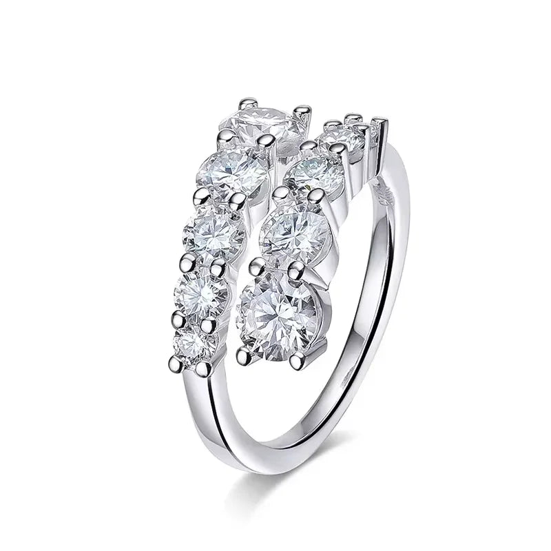 10 Gems Full Moissanite Rings for Women Sparkling Flawless Lab Created Diamond Wedding Band S925 Sterling Silver Jewelry