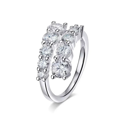 10 Gems Full Moissanite Rings for Women Sparkling Flawless Lab Created Diamond Wedding Band S925 Sterling Silver Jewelry