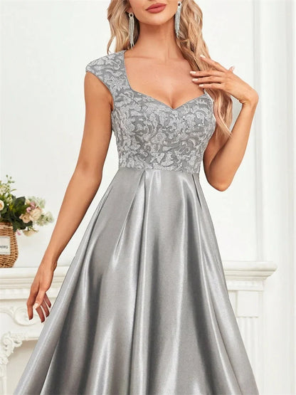 Vestido Longo Preto Elegante com Lantejoulas para Noite Feminino 2025 Luxuoso Decote U Cetim Formatura Festa Coquetel