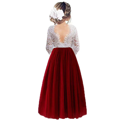 Vestido de Festa de Princesa Plus Size com Renda para Dama de Honra Bebê Crianças Vestidos de Aniversário de Casamento de Verão Roupas Infantis 2 4 6 8 10 12 14