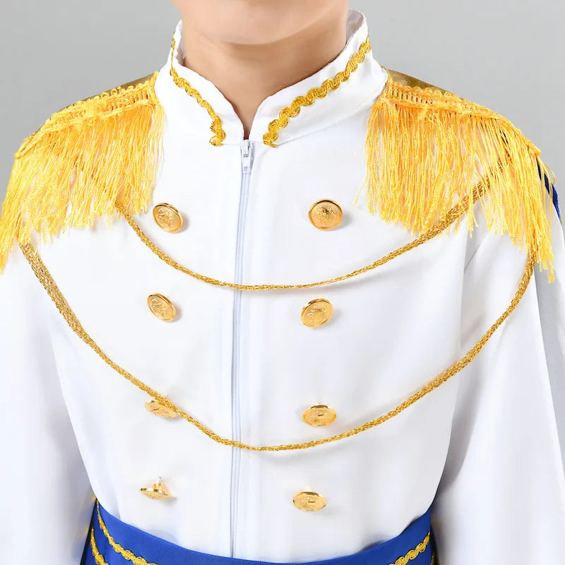 Red The King Prince Cosplay Costume for  Halloween Carnival Party Blue Cloak Scepter Crown Jacket Prince Suit 7 Pcs Makeup Party
