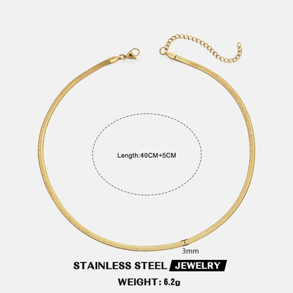 Gold Color Stainless Steel Necklaces For Unisex Waterproof Filmy Snake Chain Herringbone Choker Men Necklace Women Jewelry Gift