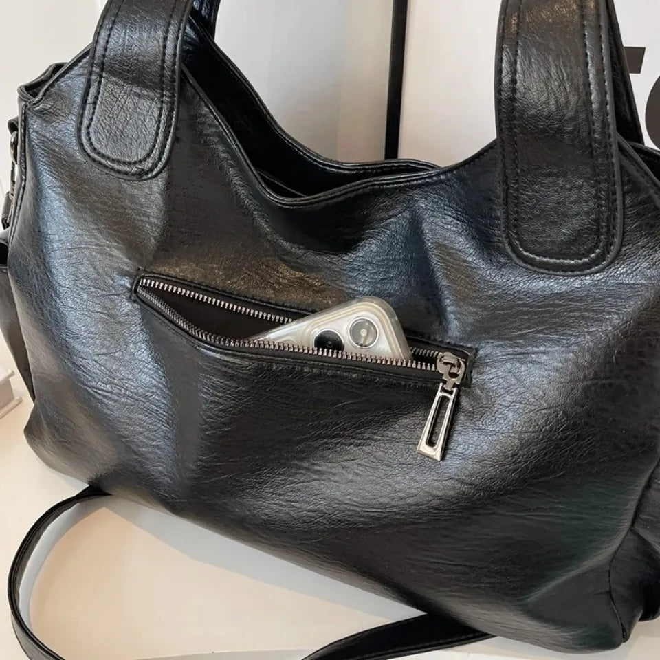 Daily Business Commuting Large Capacity Tote Hand Bags Soft Pu Leather Shoulder Bags for Women Zipper Women's Handbags Quality