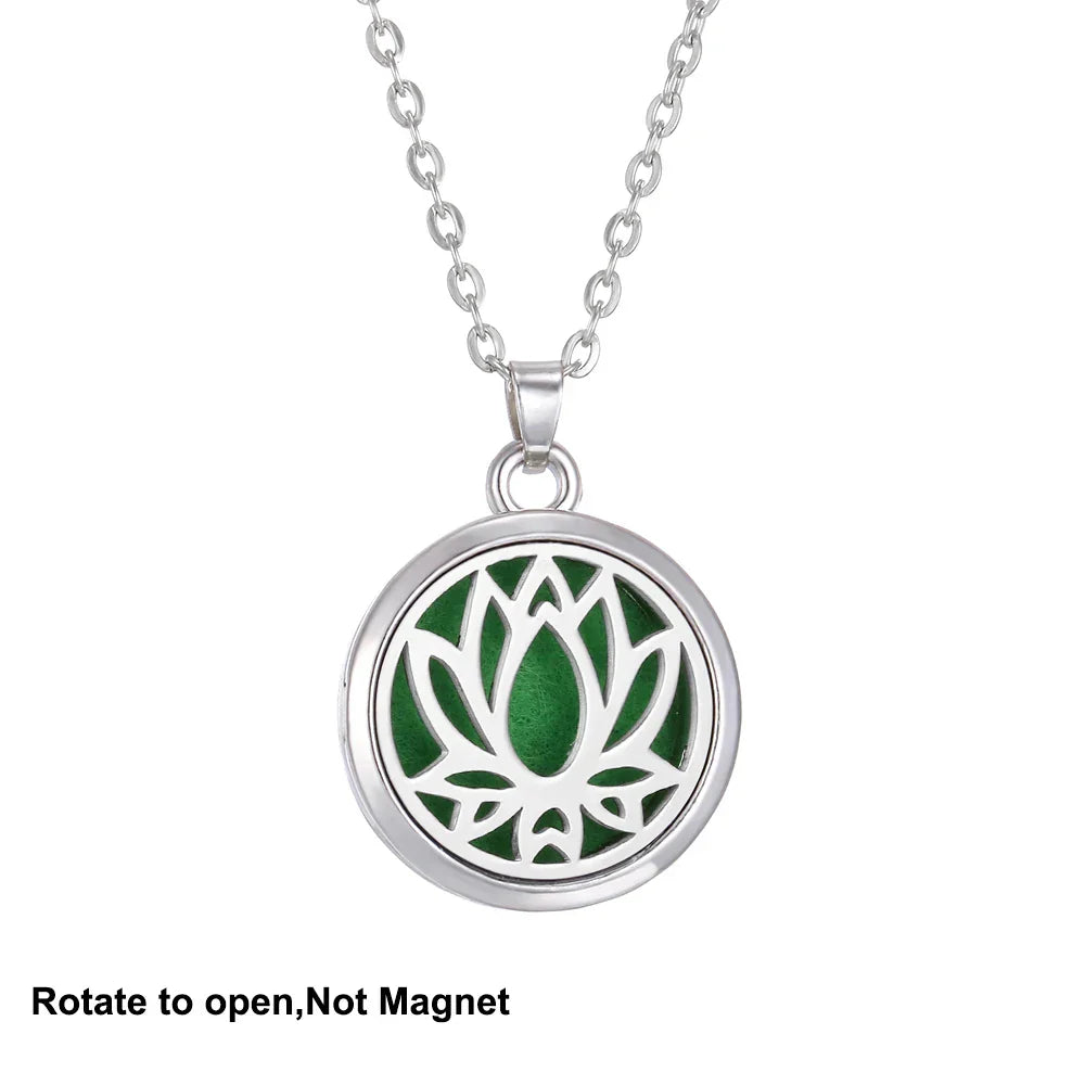 New Tree Of Life Aromatherapy Necklace Stainless Steel Essential Oil Diffuser Amulet Perfume Locket Pendant Women Jewelry Gift