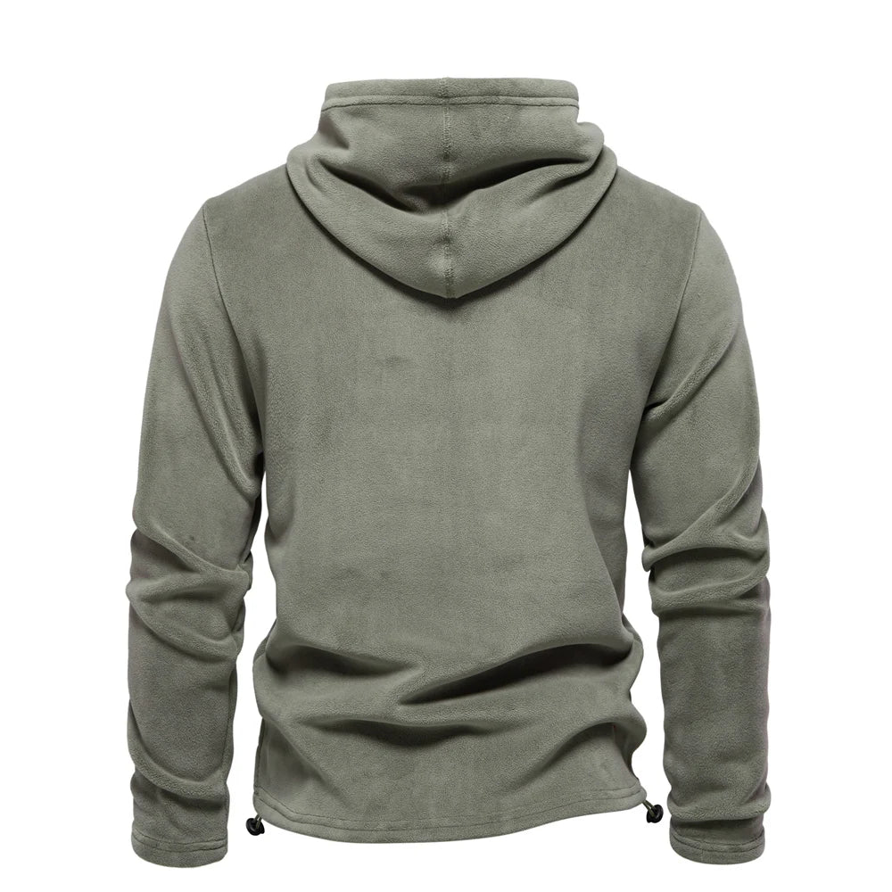 Mens Winter Solid Fleece Hoody High Quality Warm Casual Drawstring Hat Sweatshirt Soft Shell Hoodies for Men